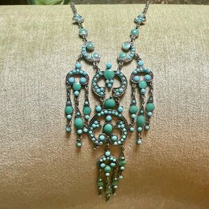 Vintage Faux Turquoise Waterfall Lariat Necklace